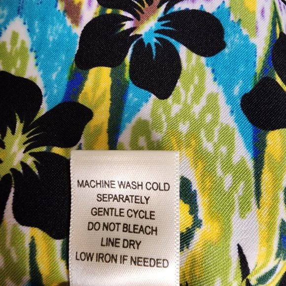 EMMA & MICHELE Blue Green Hawaiian Floral Sleeveless Dress Womens Size 12 - Picture 7 of 7